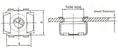 Cage Nuts, Steel, ZP drawing