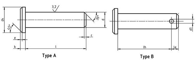 DIN 1444 Stainless Steel Clevis Pin drawing