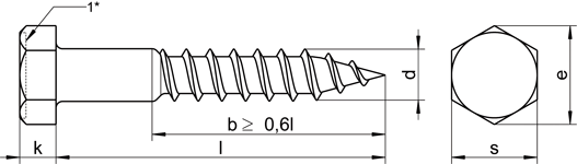 DIN 571 Hex Wood Screw drawing