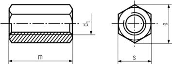 DIN 6334 Hex Coupling Nut drawing