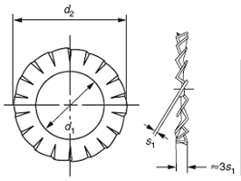 DIN 6798-A External Serration Lock Washer drawing