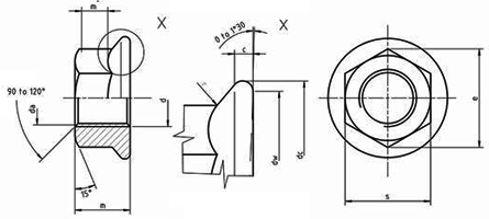 DIN 6923 Stainless Steel Flange Nut drawing