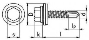 DIN 7504K Hex Washer Head Self-drilling Screw with EPDM Washer drawing