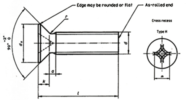 DIN 965 Countersunk Head Screws drawing