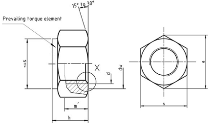 DIN 980M All Metal Lock Nut drawing