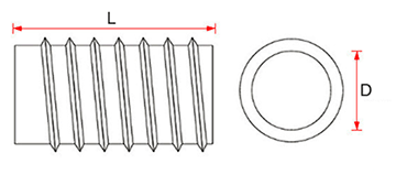 Unheaded Hex-Drive Threaded Nuts drawing